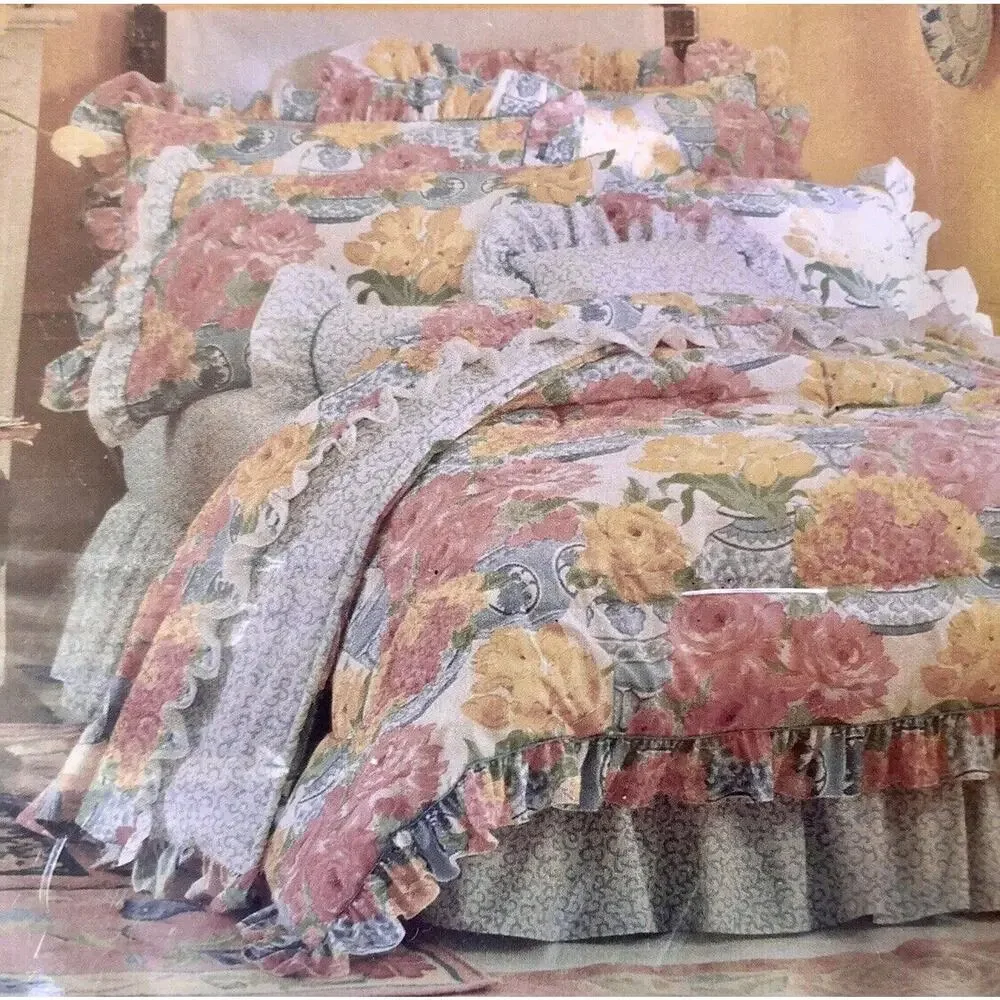 Lady Pepperell Vintage Twin Comforter Blue Ginger Jar Reversible Cottagecore